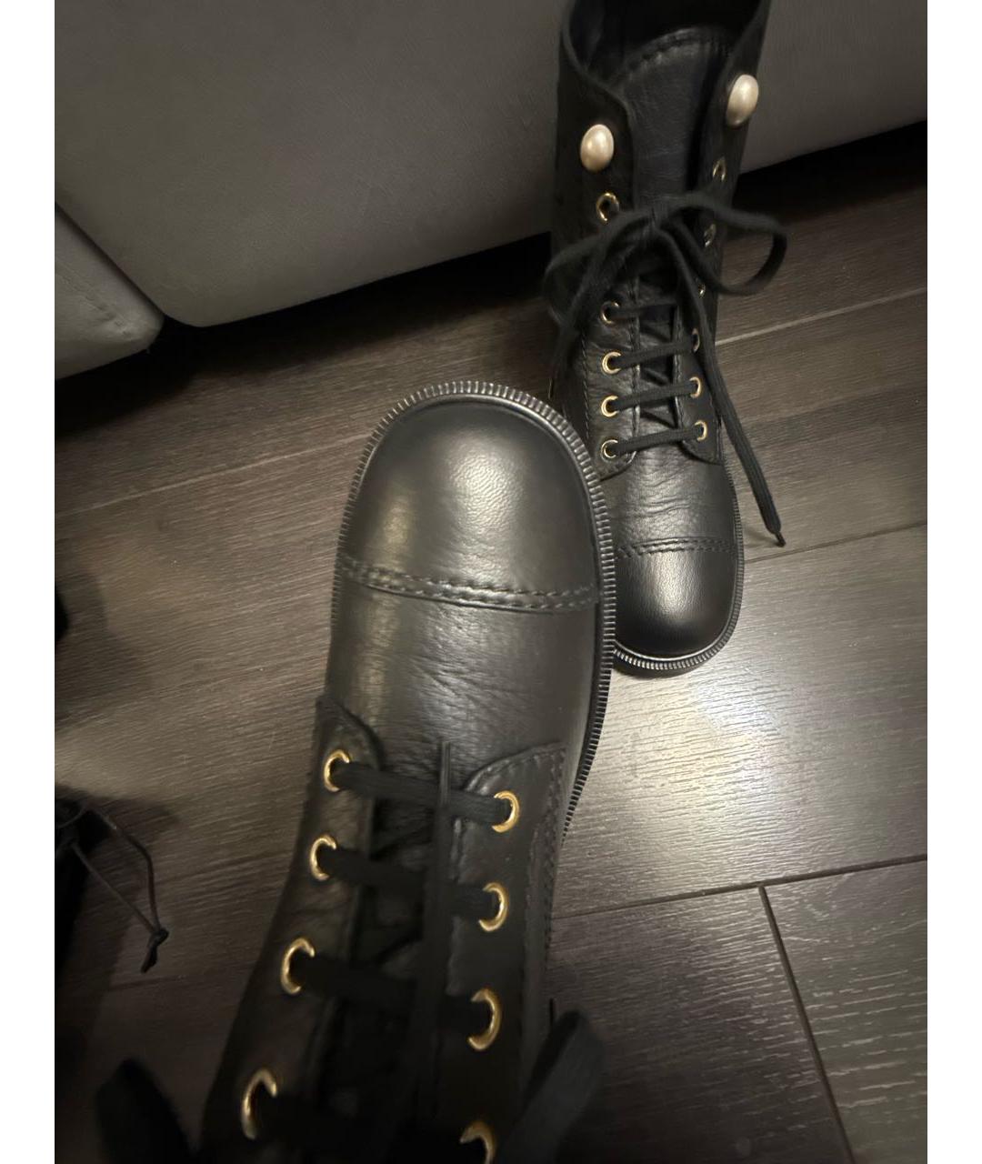 CHANEL Черные кожаные ботинки, фото 3