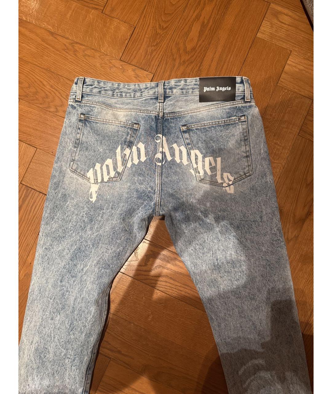 PALM ANGELS Голубые хлопковые прямые джинсы, фото 2