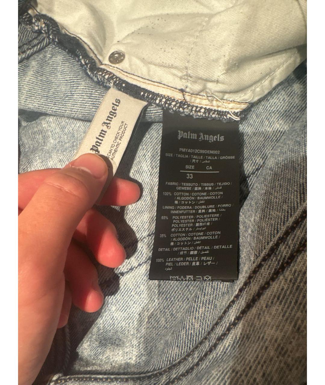 PALM ANGELS Голубые хлопковые прямые джинсы, фото 4