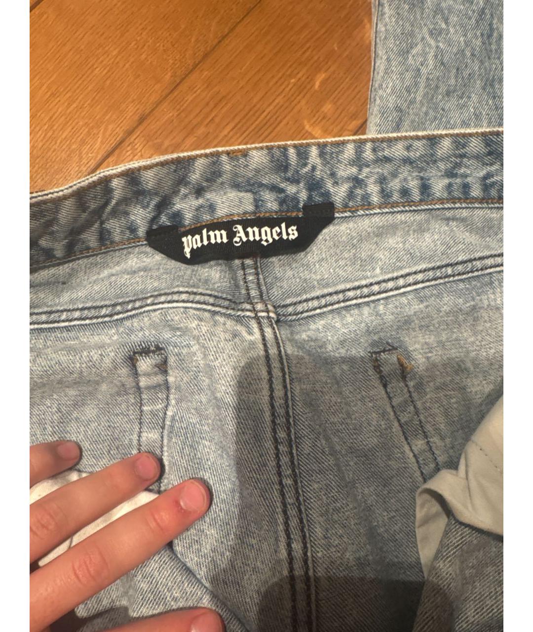 PALM ANGELS Голубые хлопковые прямые джинсы, фото 3