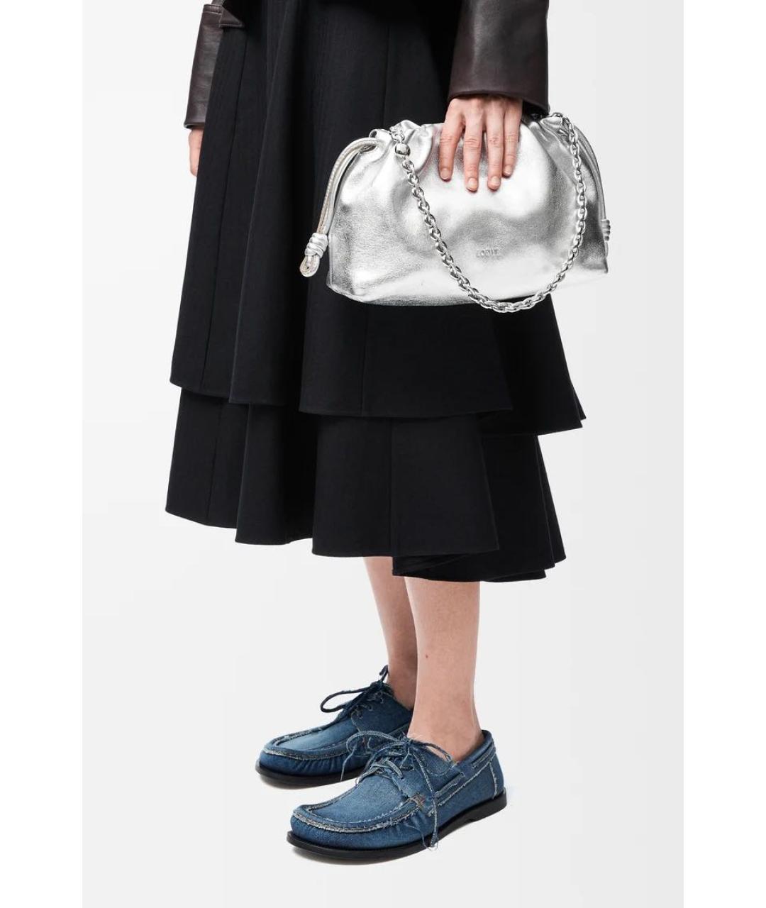 LOEWE Серебряная кожаная сумка через плечо, фото 2