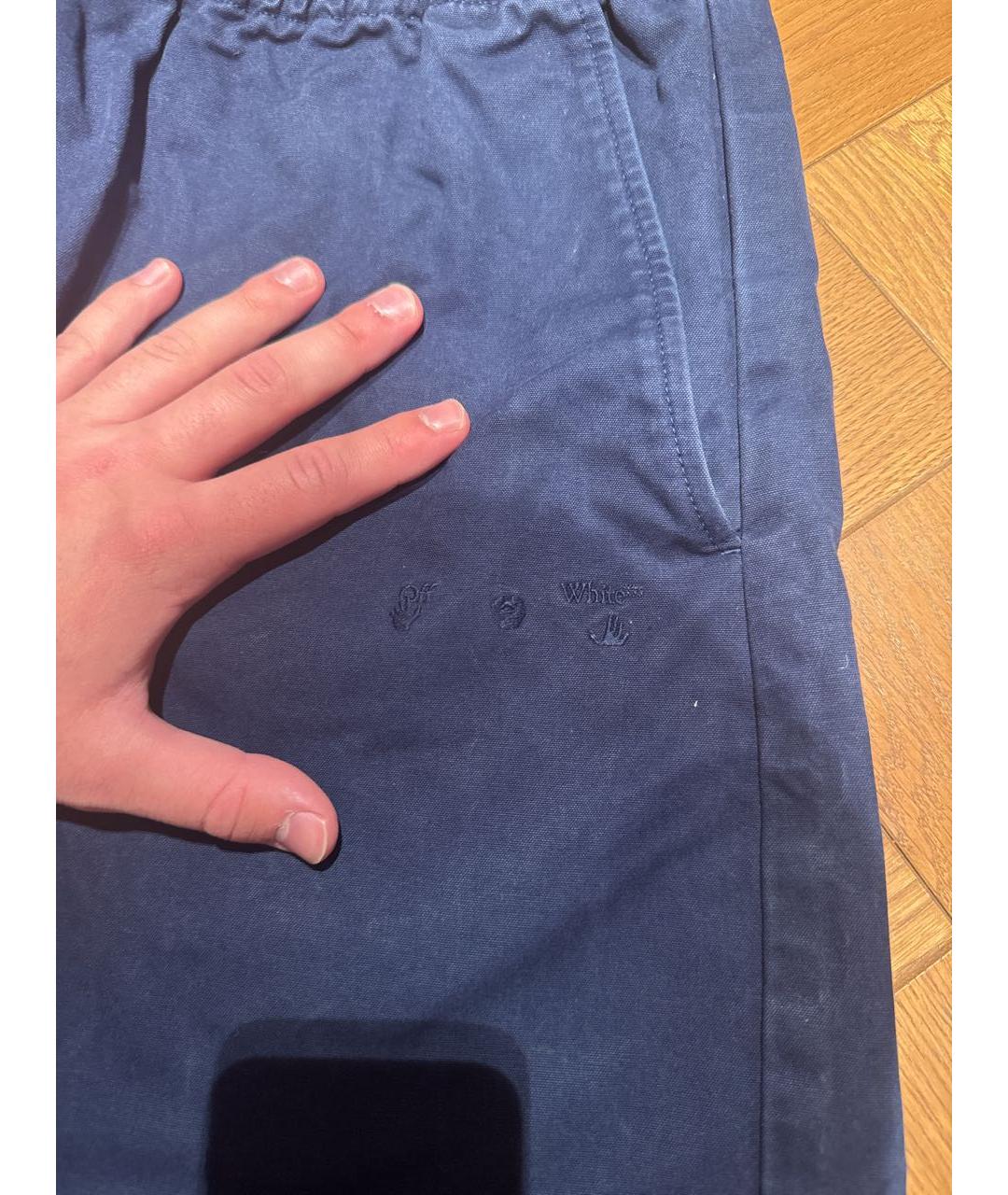 OFF-WHITE Темно-синие хлопковые повседневные брюки, фото 3