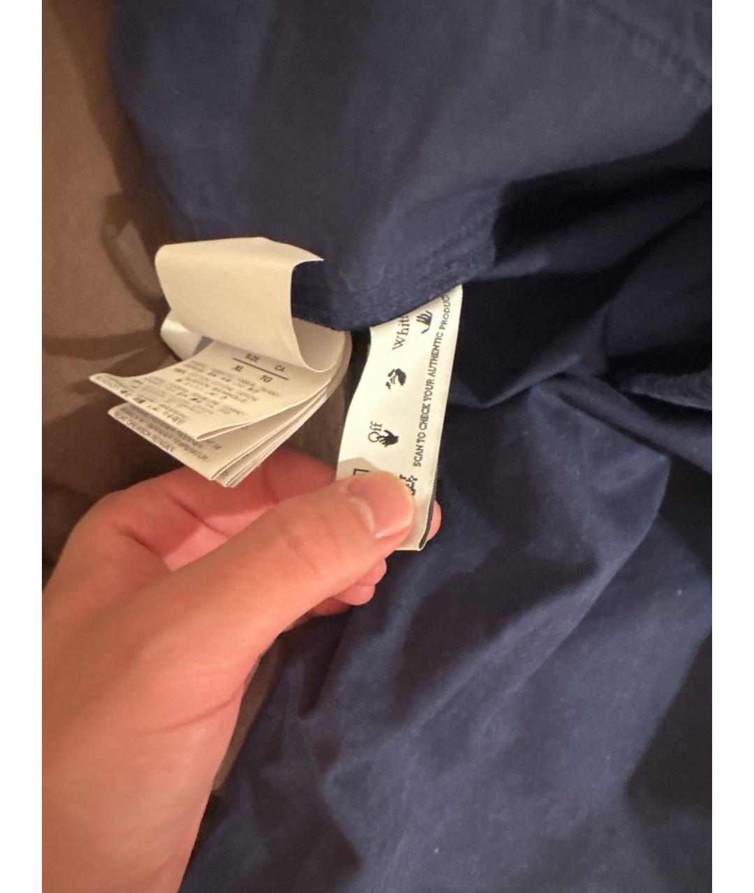 OFF-WHITE Темно-синие хлопковые повседневные брюки, фото 6