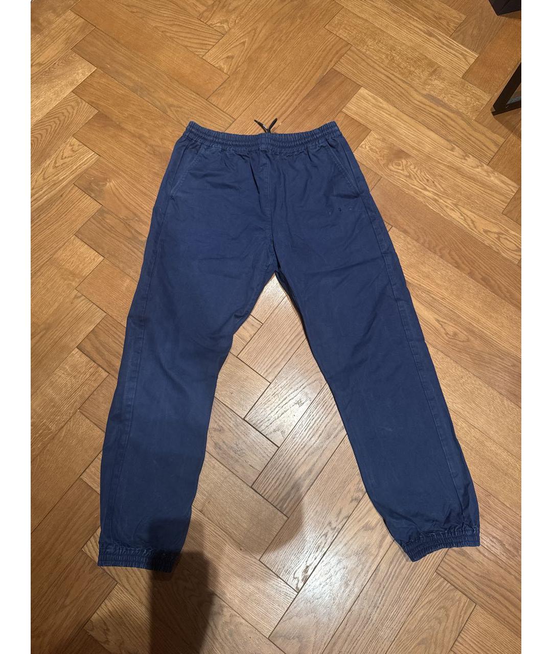 OFF-WHITE Темно-синие хлопковые повседневные брюки, фото 7