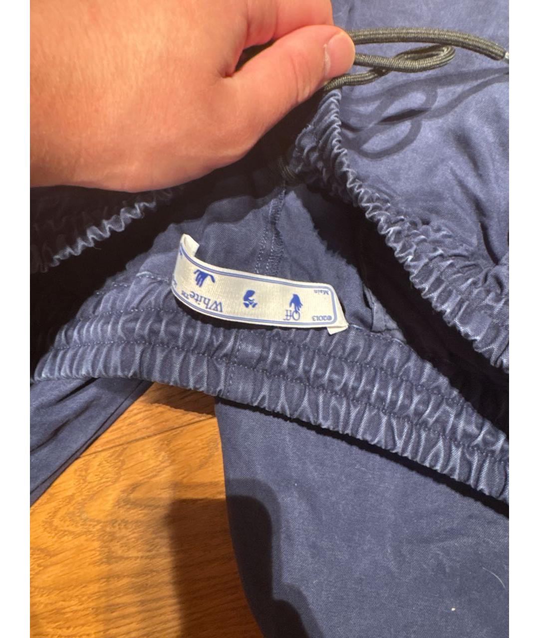 OFF-WHITE Темно-синие хлопковые повседневные брюки, фото 5