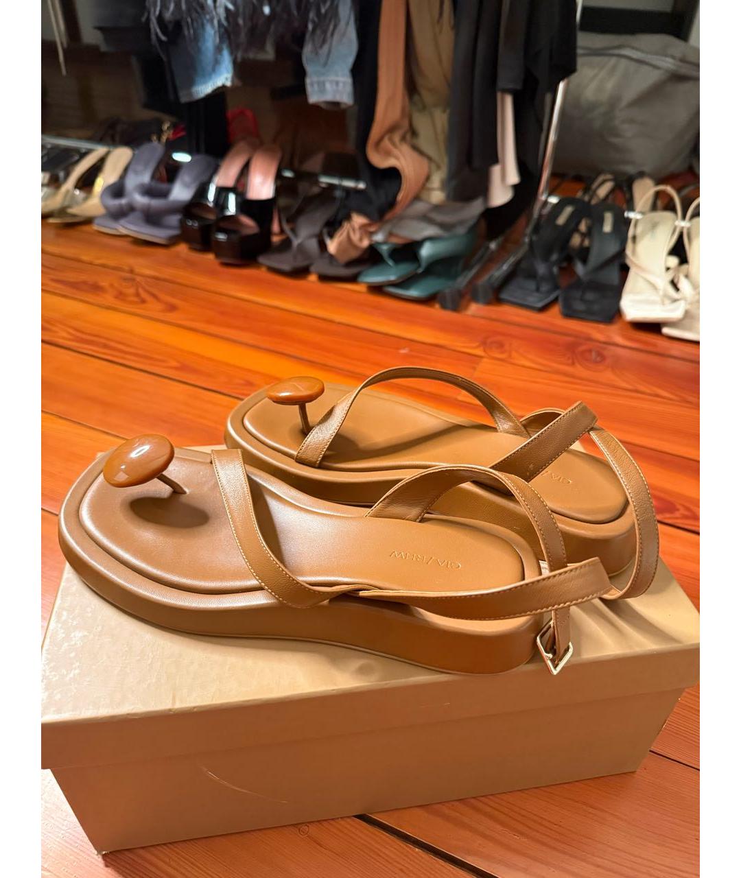 GIABORGHINI Коричневые кожаные босоножки, фото 7