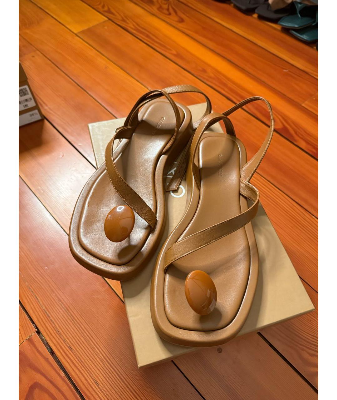 GIABORGHINI Коричневые кожаные босоножки, фото 2