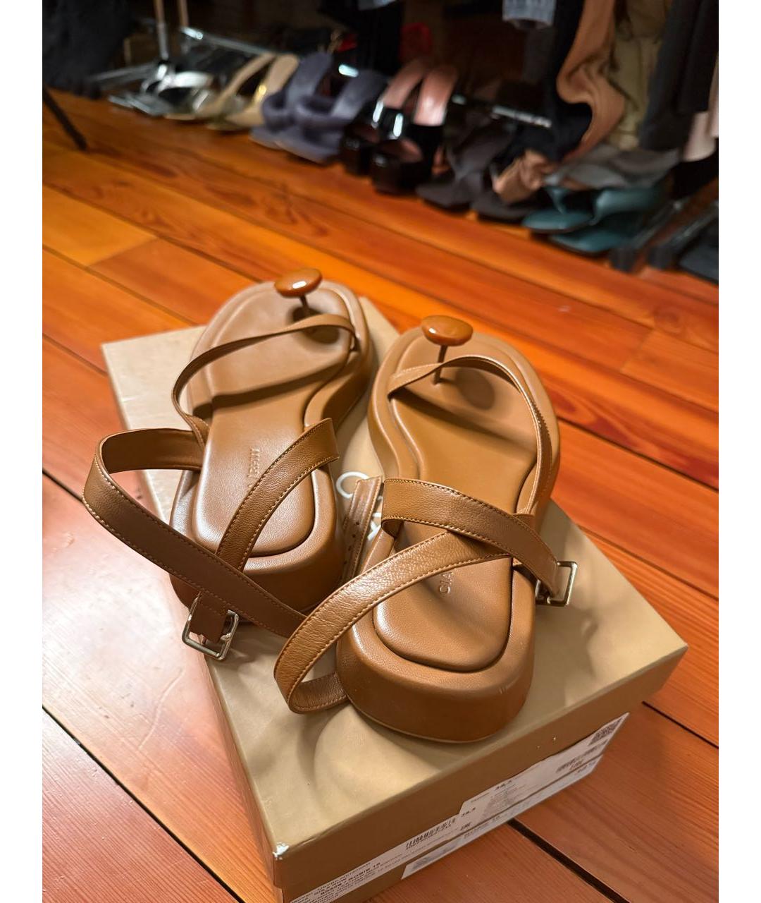 GIABORGHINI Коричневые кожаные босоножки, фото 4