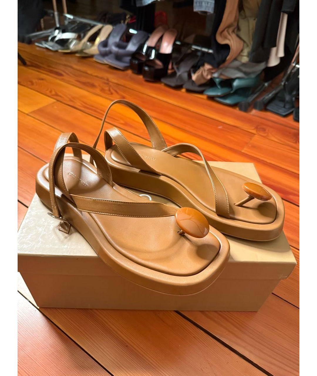 GIABORGHINI Коричневые кожаные босоножки, фото 3
