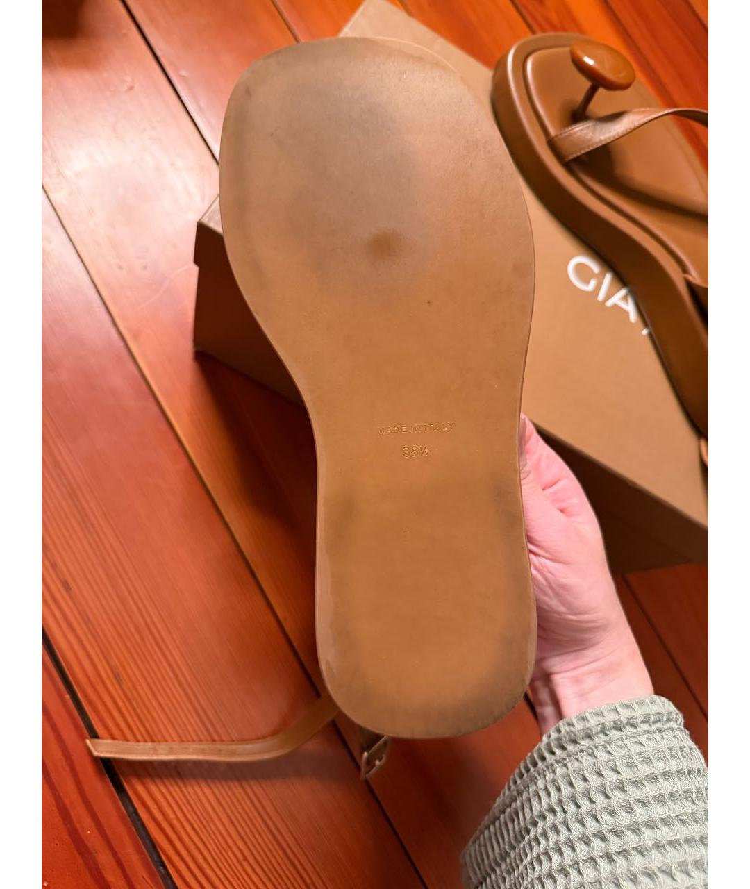 GIABORGHINI Коричневые кожаные босоножки, фото 5