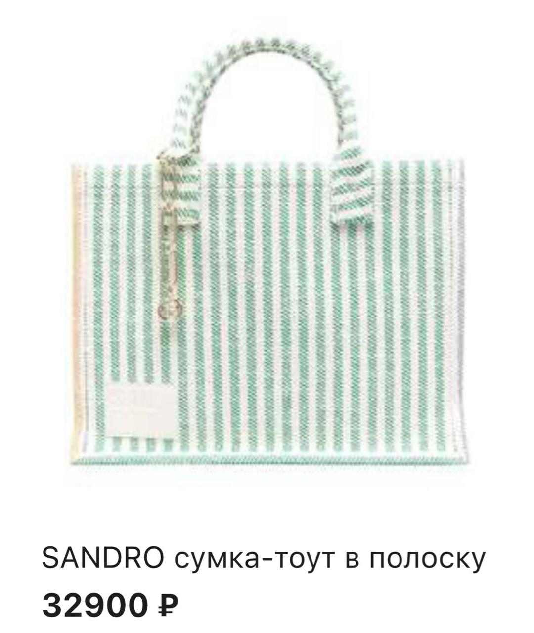 SANDRO Зеленая тканевая пляжная сумка, фото 5