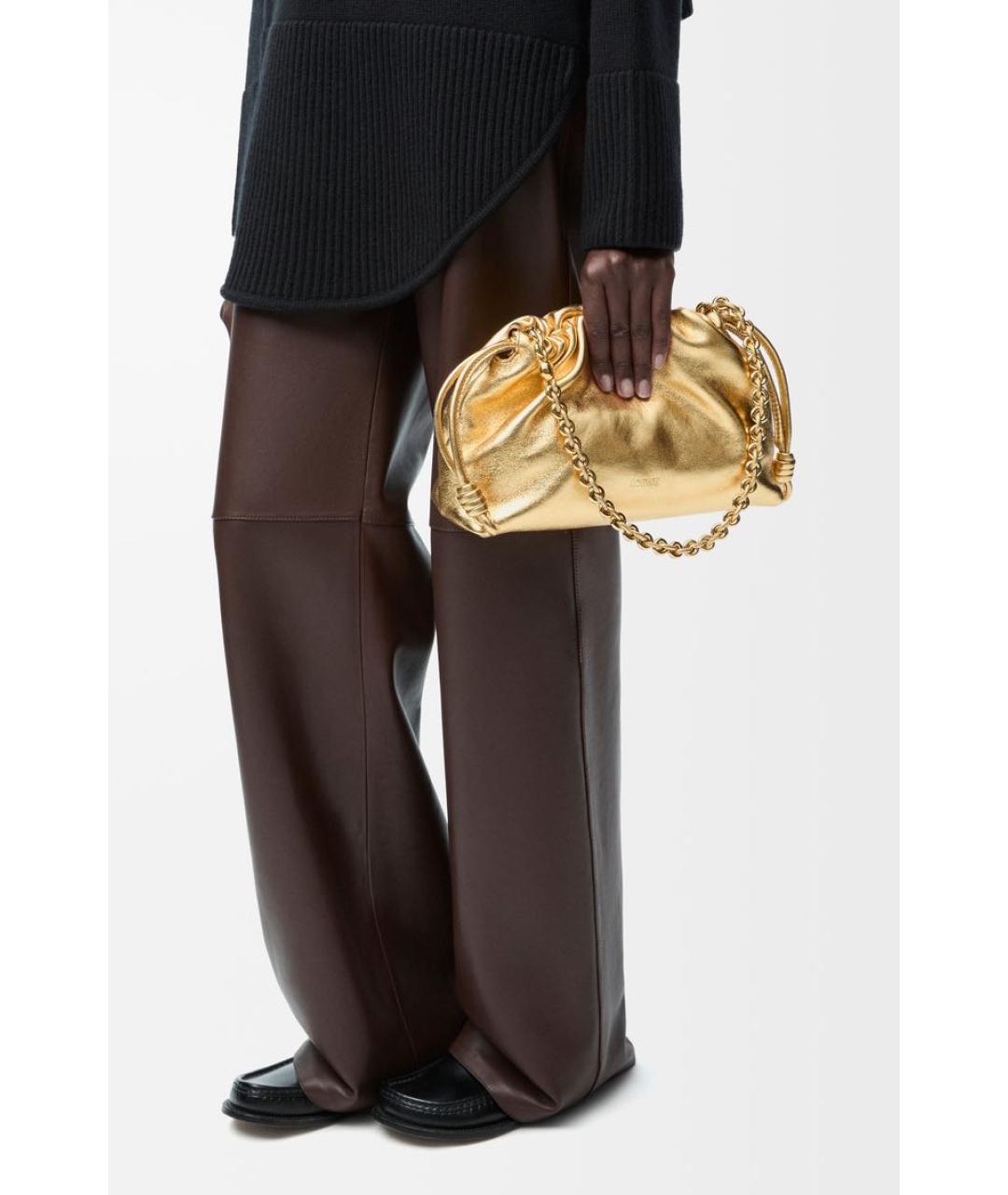 LOEWE Золотая кожаная сумка через плечо, фото 2