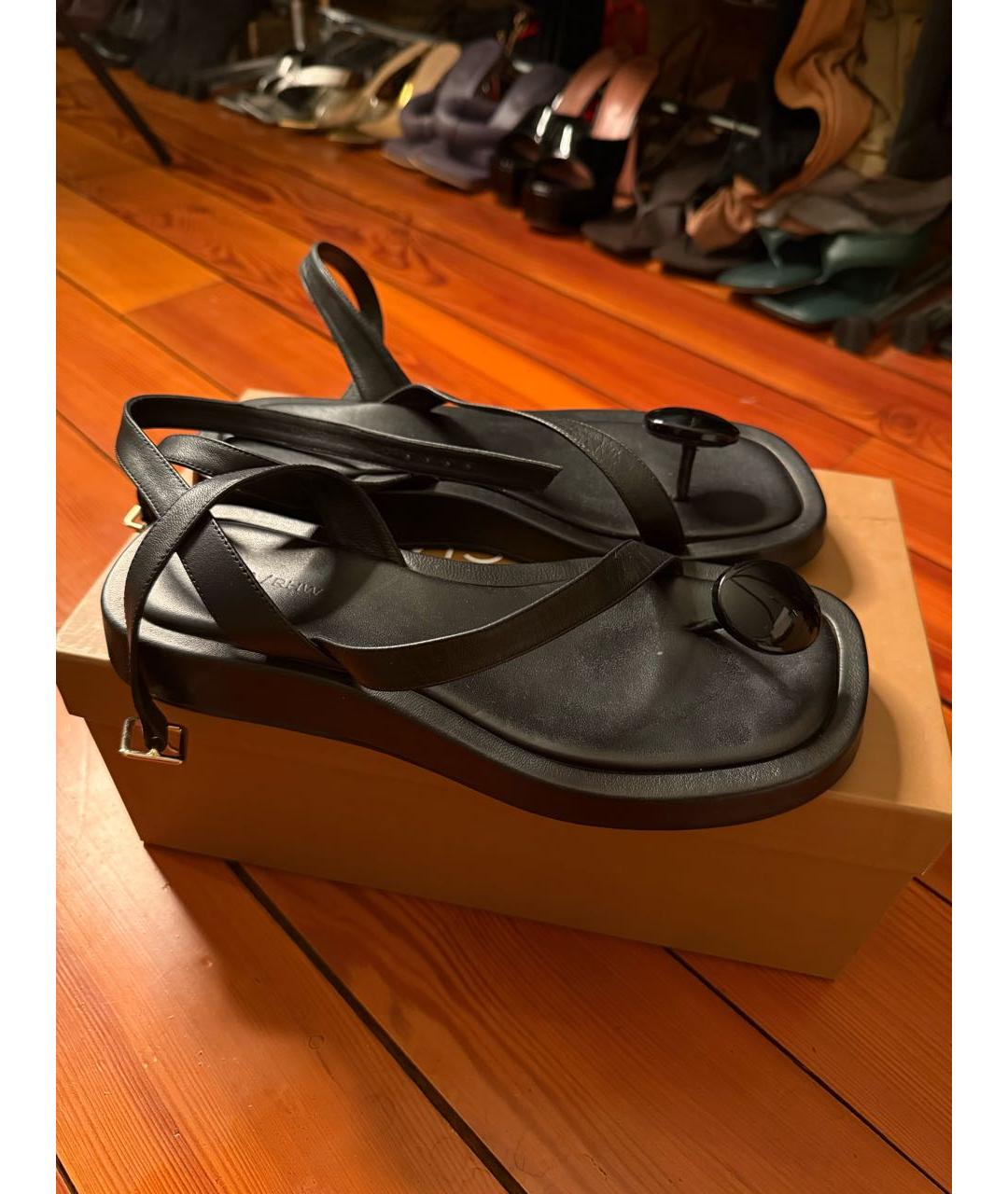 GIABORGHINI Черные кожаные босоножки, фото 6