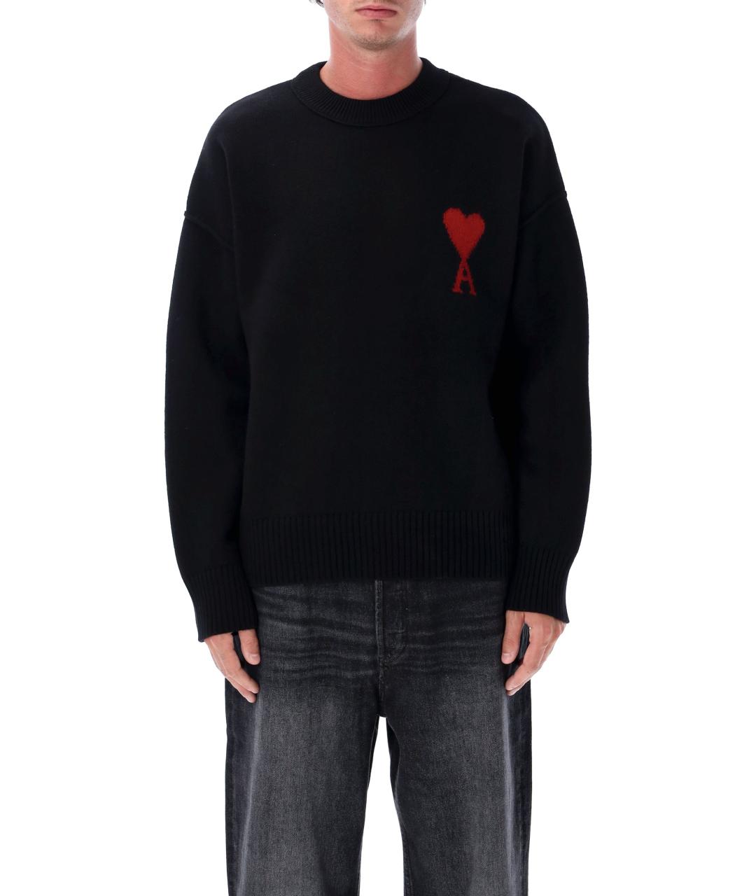 Ami Paris Черный шерстяной джемпер / свитер, фото 2