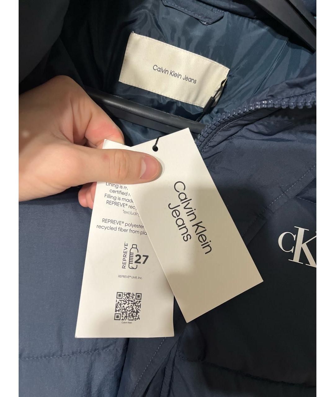 CALVIN KLEIN Темно-синяя полиэстеровая куртка, фото 4
