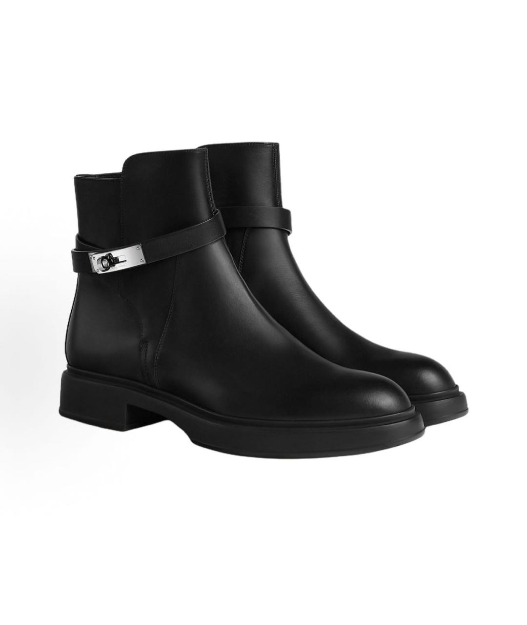 HERMES Черные кожаные высокие ботинки, фото 6