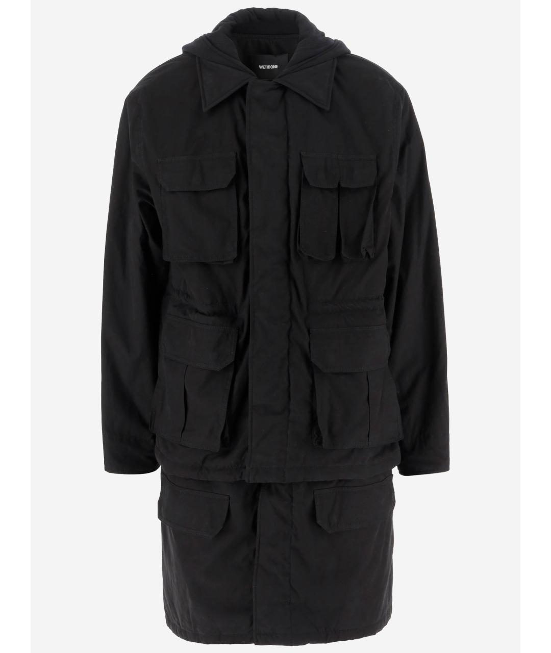 WE11DONE Черный хлопковый тренч / плащ, фото 4