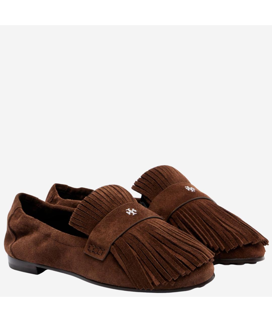 TORY BURCH Коричневые замшевые лоферы, фото 2