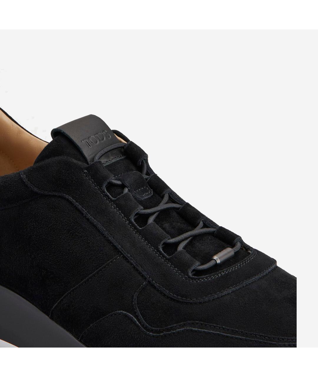 TOD'S Черные замшевые низкие кроссовки / кеды, фото 4