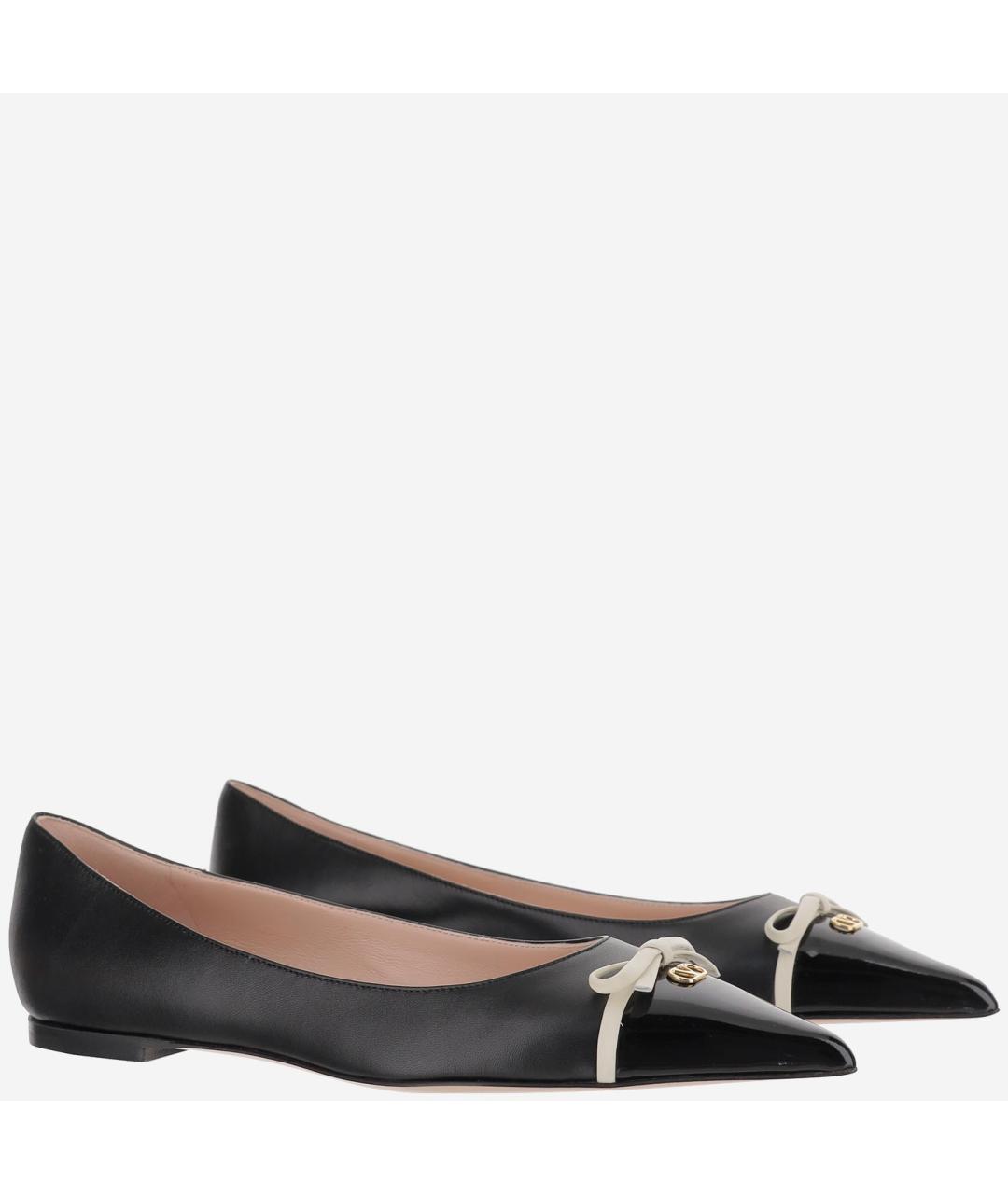 VALENTINO Черные кожаные балетки, фото 3