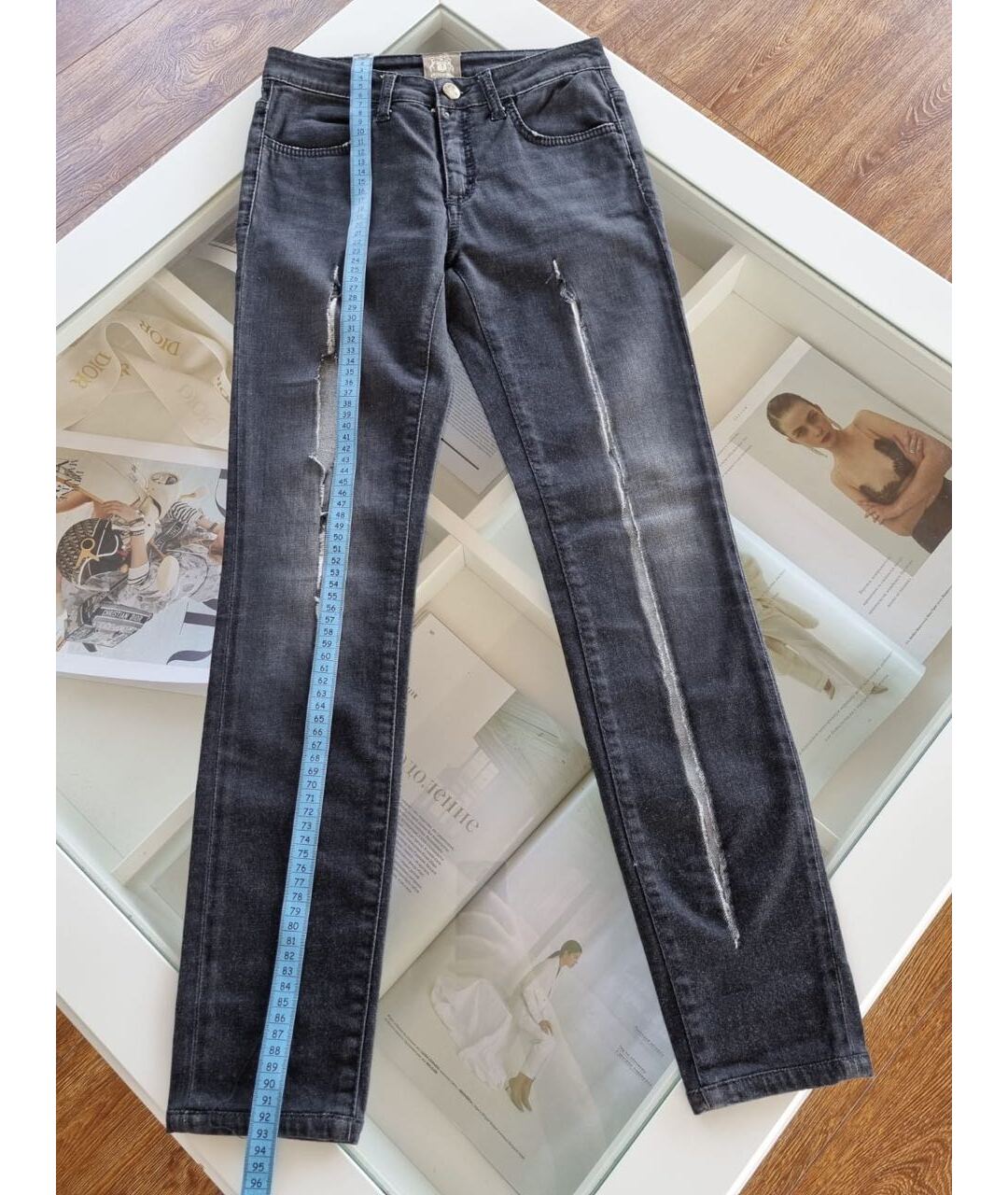 TRUSSARDI Черные хлопко-эластановые джинсы слим, фото 3