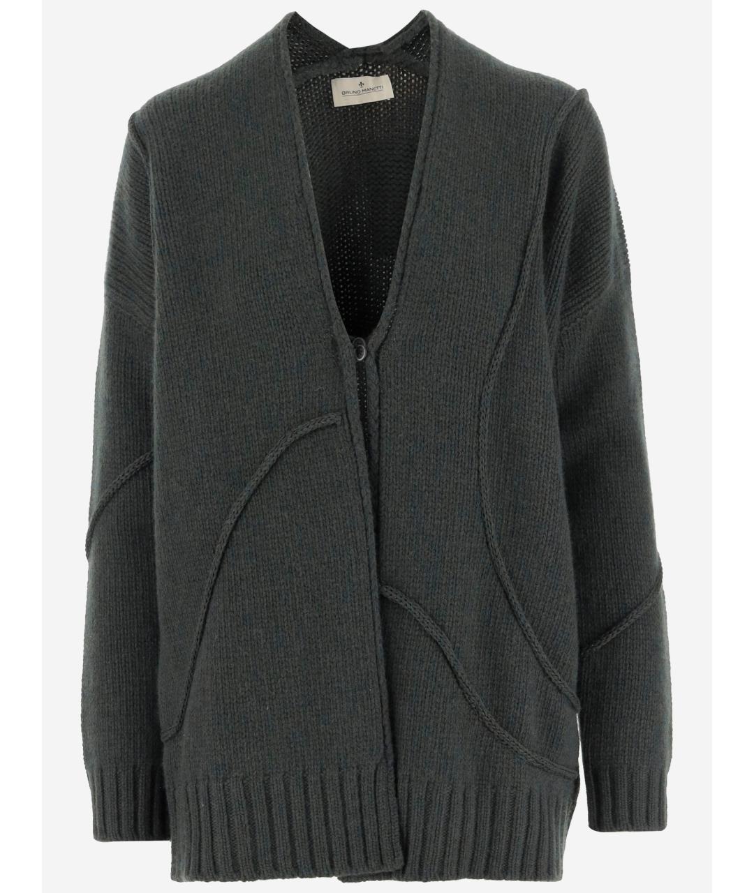 Bruno Manetti Зеленый шерстяной кардиган, фото 4