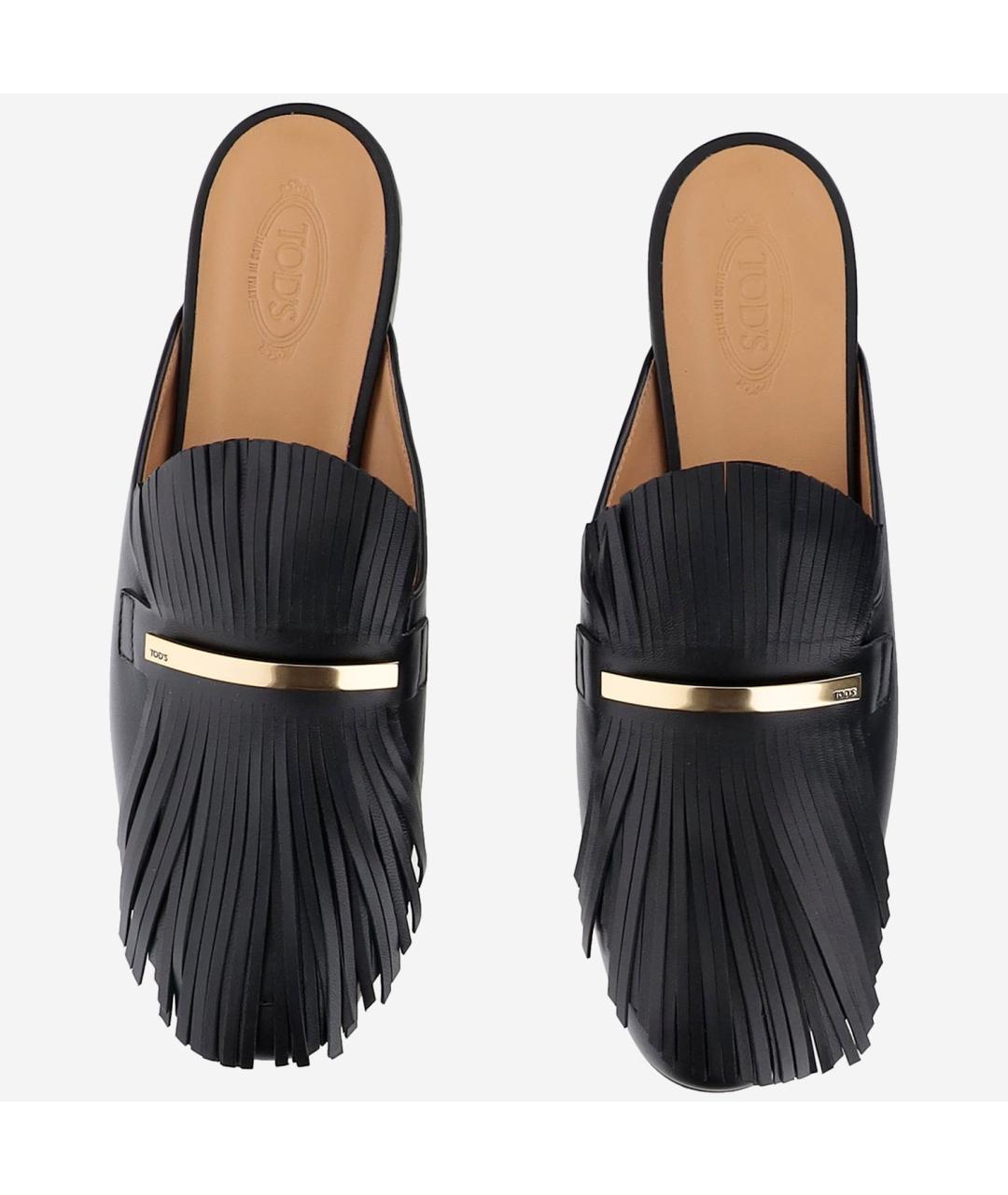 TOD'S Черные кожаные мюли, фото 2