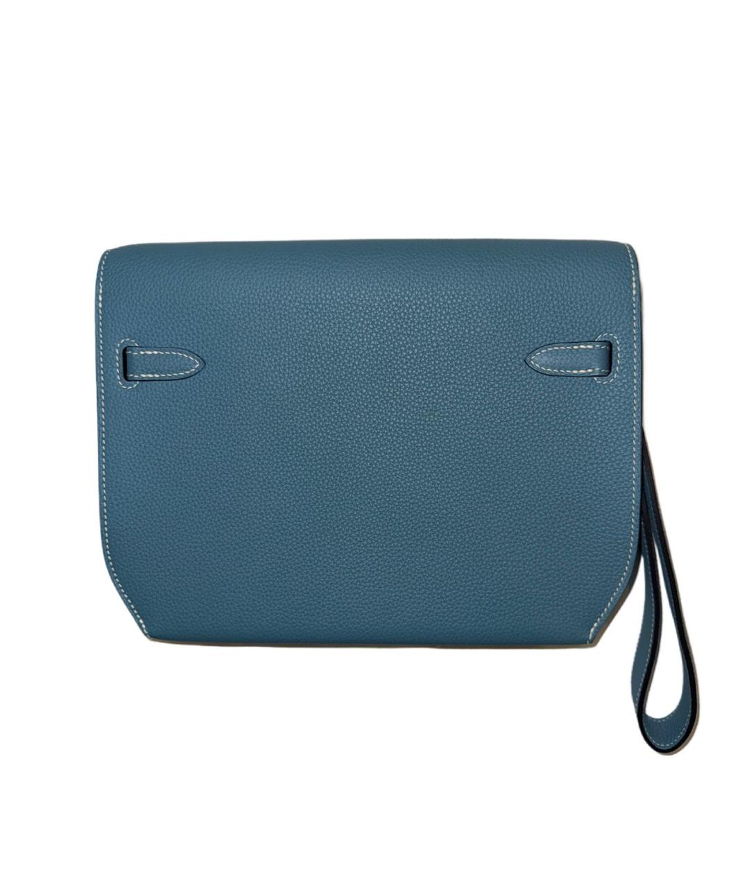 HERMES Синяя кожаная барсетка, фото 2