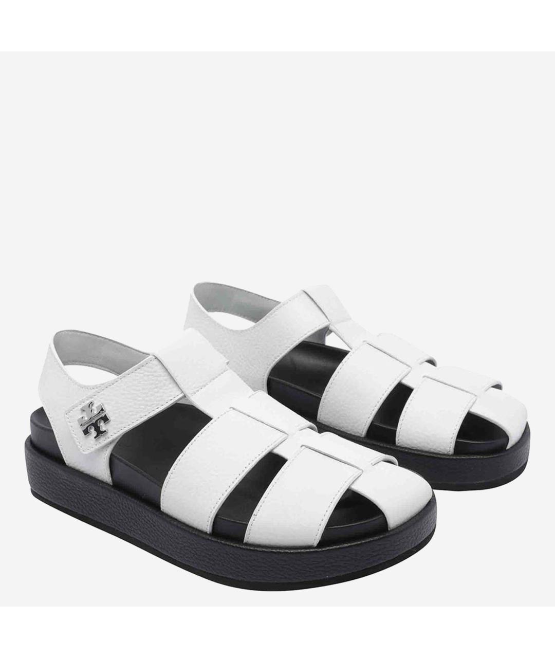 TORY BURCH Белые кожаные сандалии, фото 2