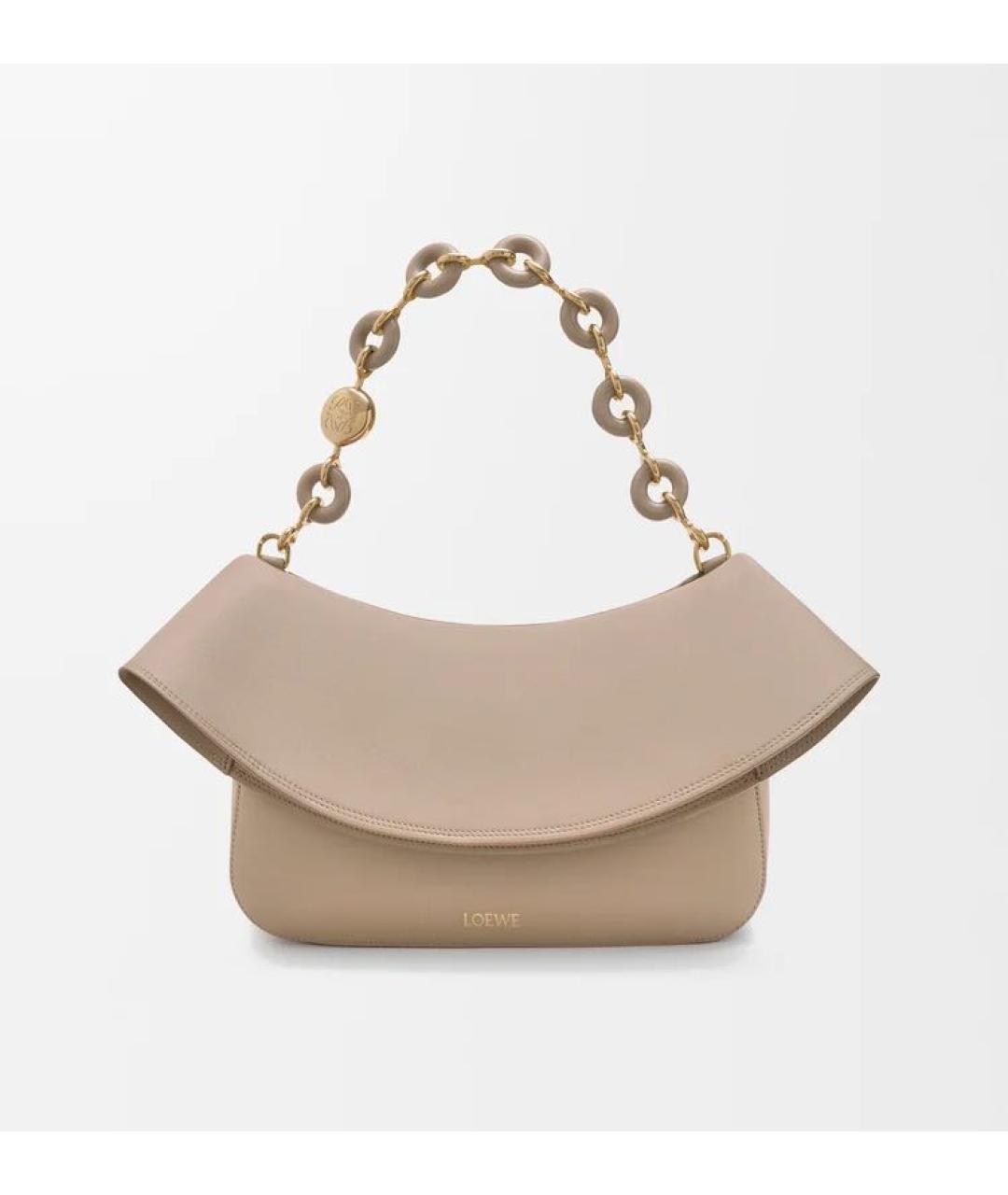 LOEWE Бежевая кожаная сумка через плечо, фото 4