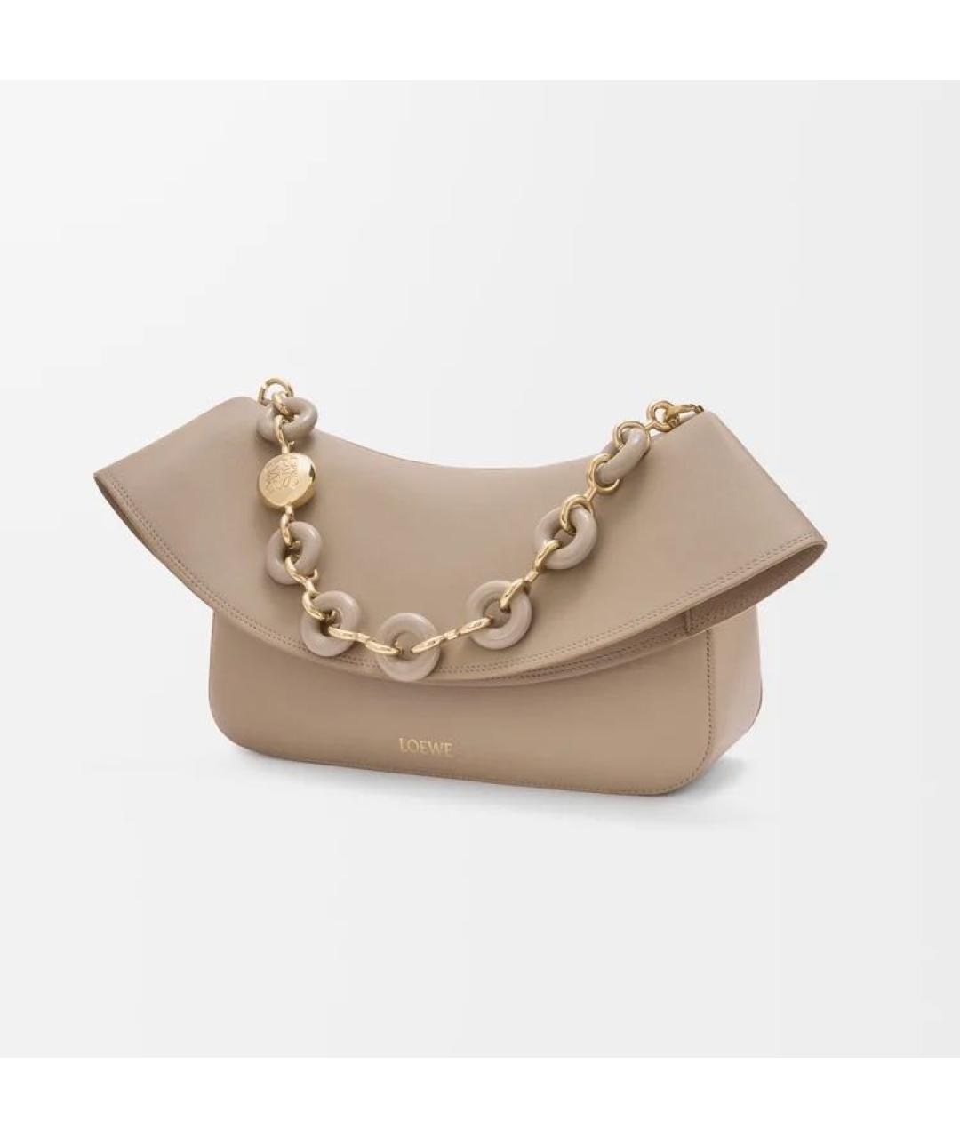 LOEWE Бежевая кожаная сумка через плечо, фото 5