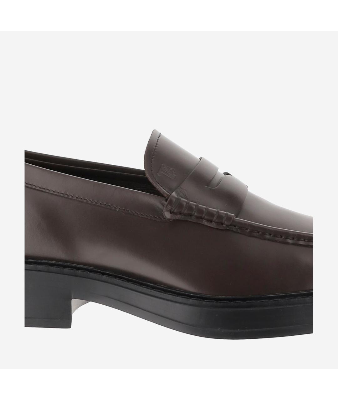 TOD'S Коричневые кожаные низкие ботинки, фото 5