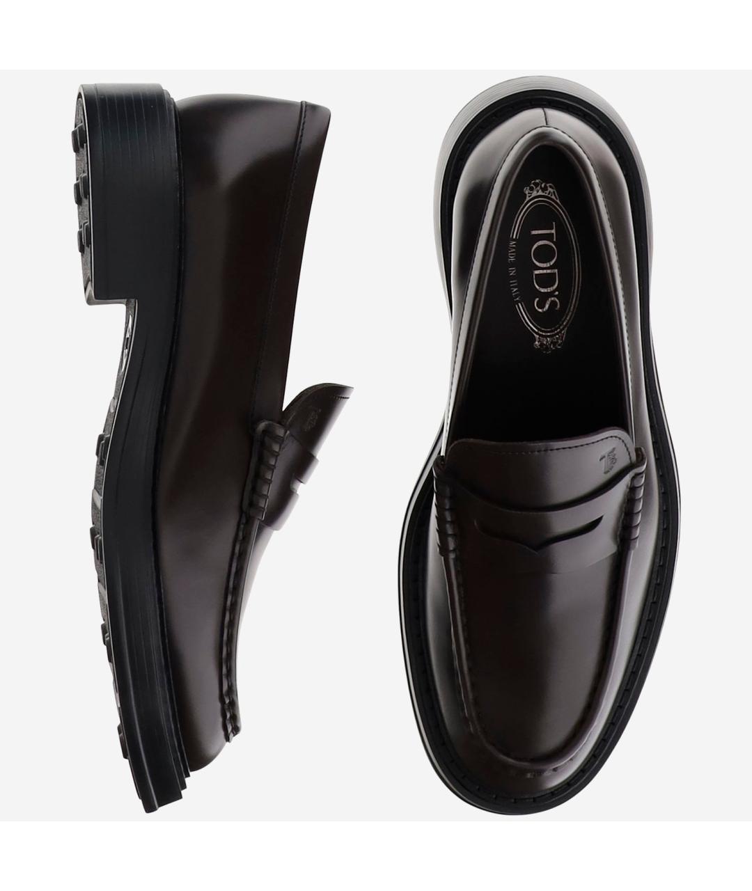 TOD'S Коричневые кожаные низкие ботинки, фото 2