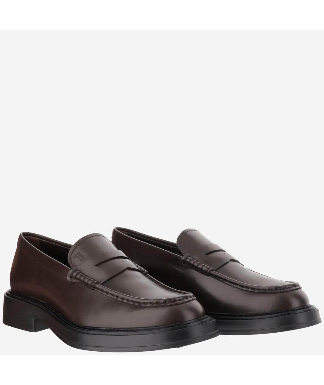 TOD'S Коричневые кожаные низкие ботинки, фото 3