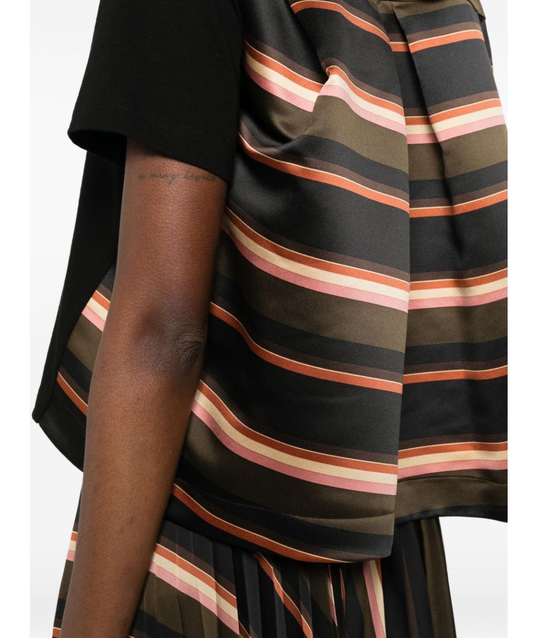 SACAI Черная хлопковая футболка, фото 3