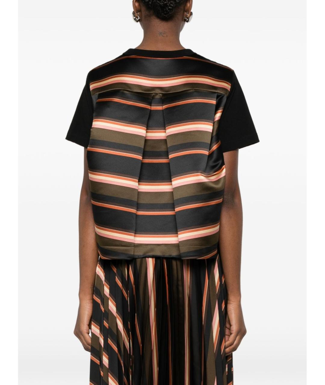 SACAI Черная хлопковая футболка, фото 2