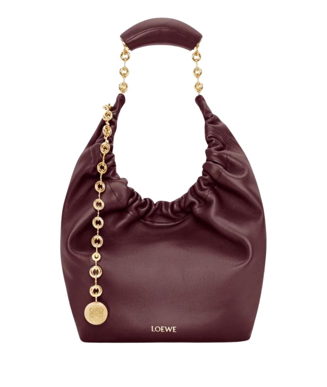 LOEWE Бордовая кожаная сумка через плечо, фото 1