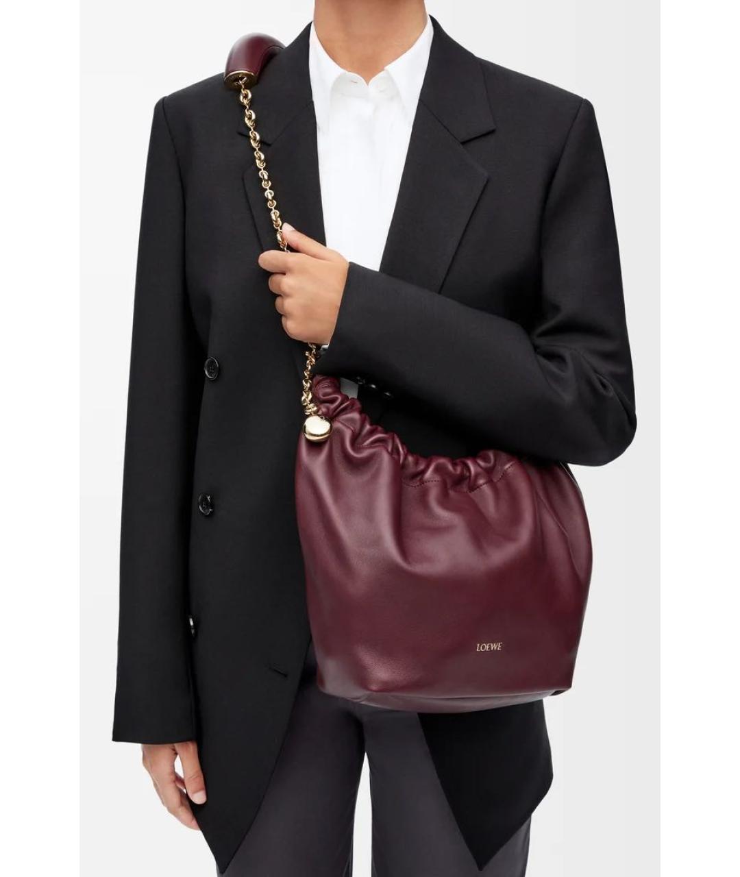 LOEWE Бордовая кожаная сумка через плечо, фото 4