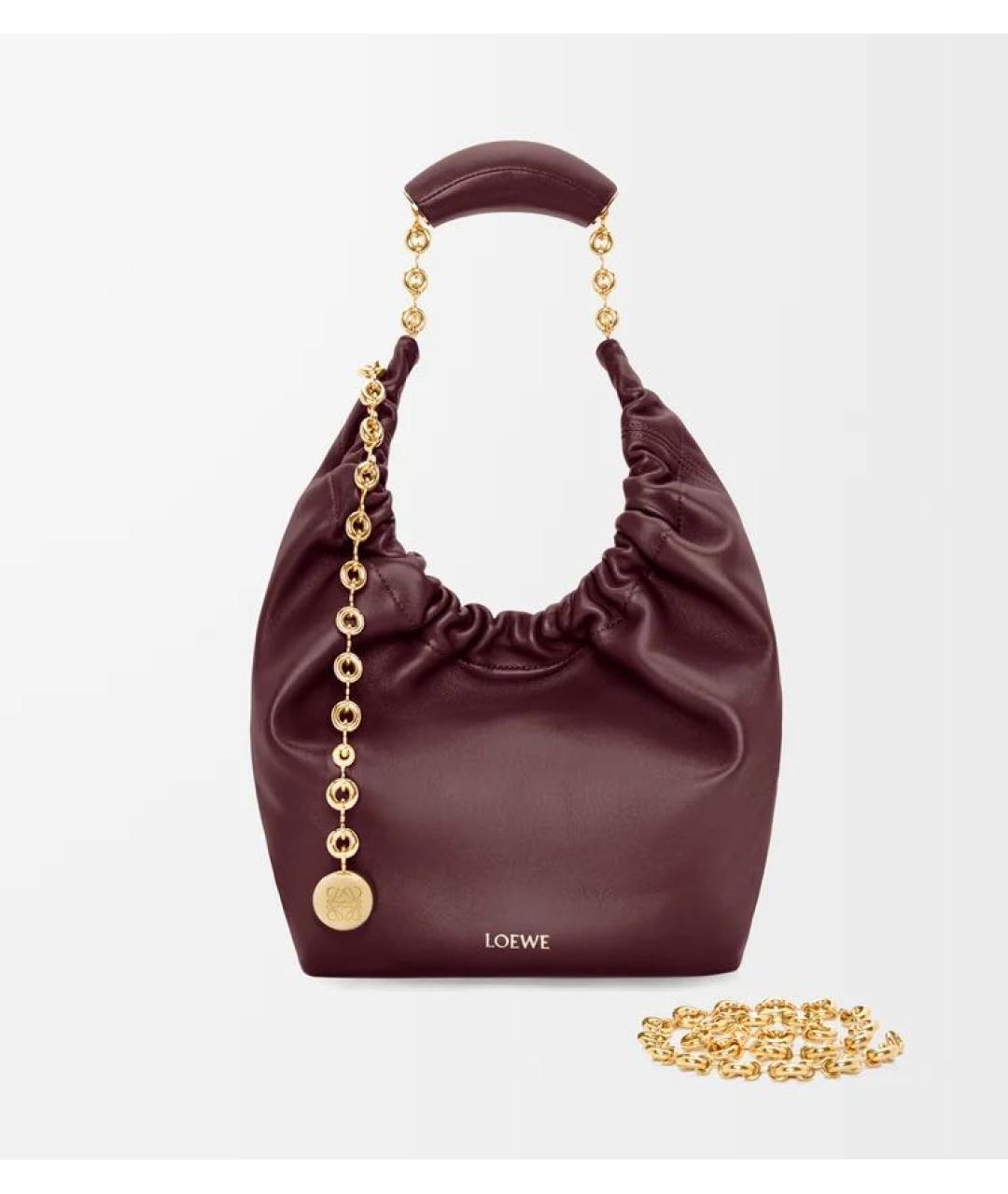 LOEWE Бордовая кожаная сумка через плечо, фото 5