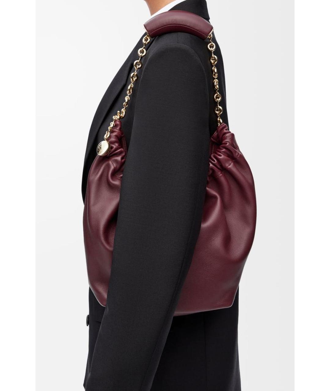 LOEWE Бордовая кожаная сумка через плечо, фото 3