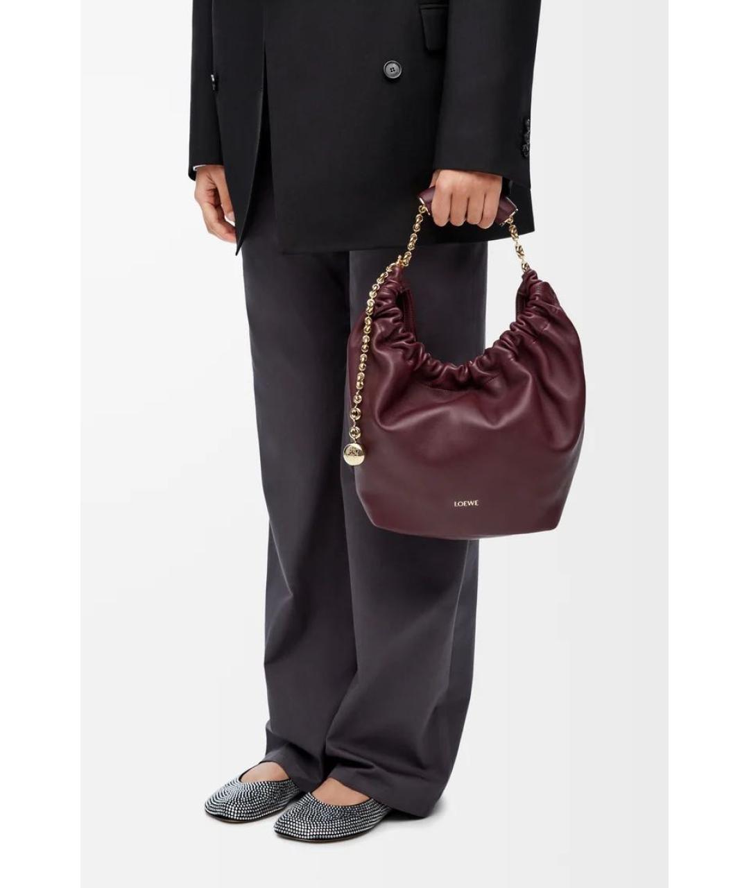 LOEWE Бордовая кожаная сумка через плечо, фото 2