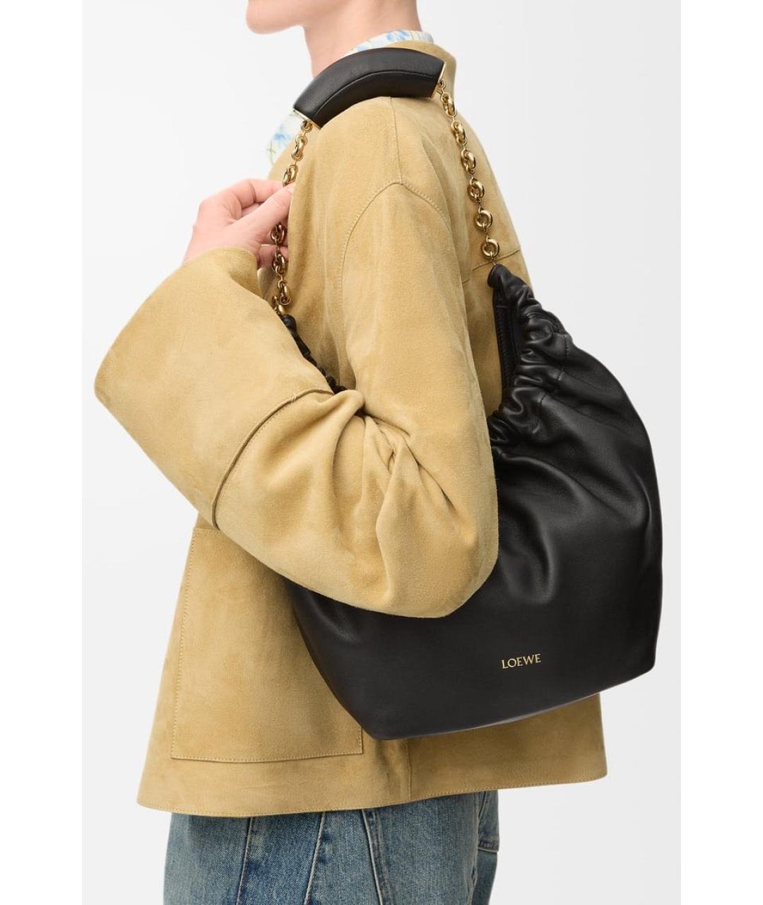 LOEWE Черная кожаная сумка через плечо, фото 4