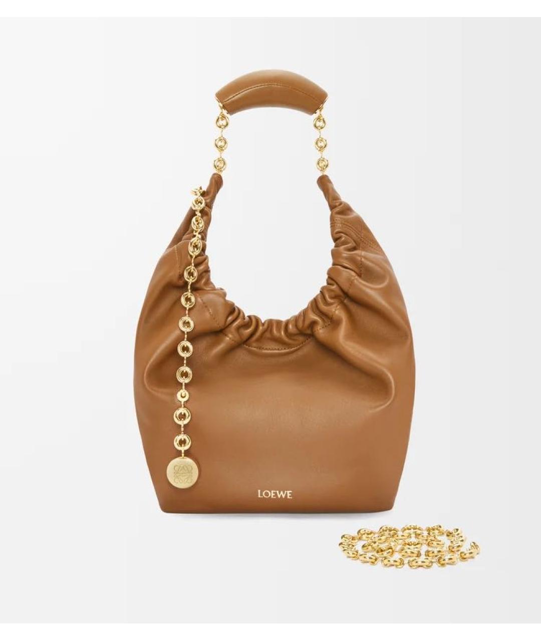 LOEWE Коричневая кожаная сумка через плечо, фото 4