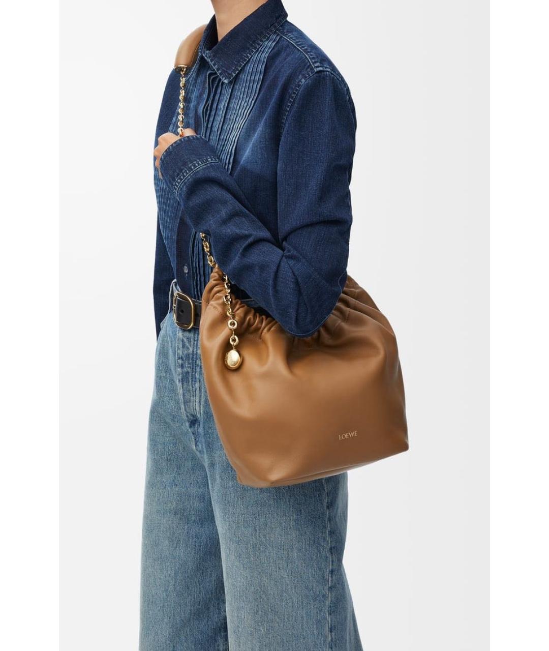 LOEWE Коричневая кожаная сумка через плечо, фото 3