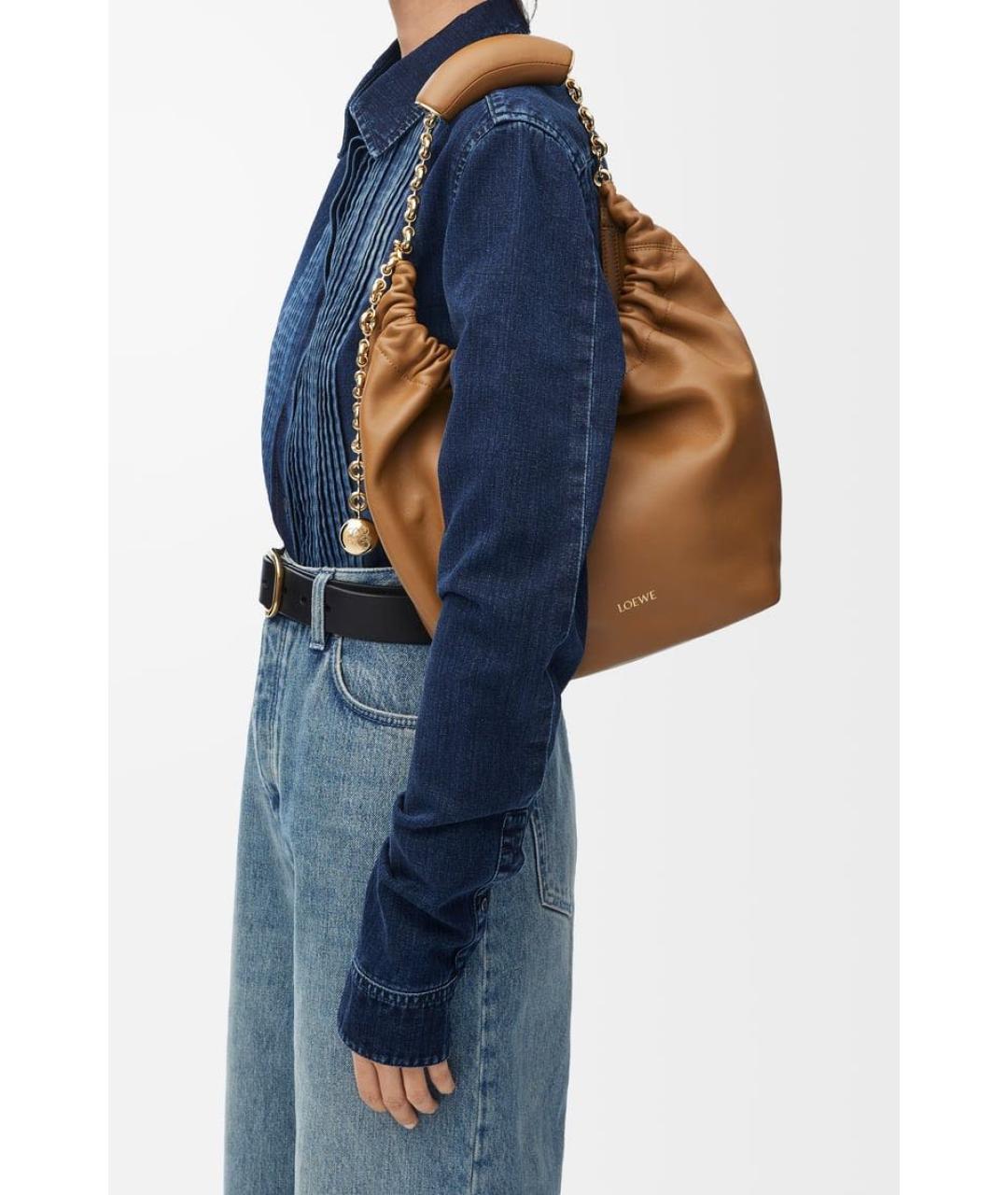 LOEWE Коричневая кожаная сумка через плечо, фото 2