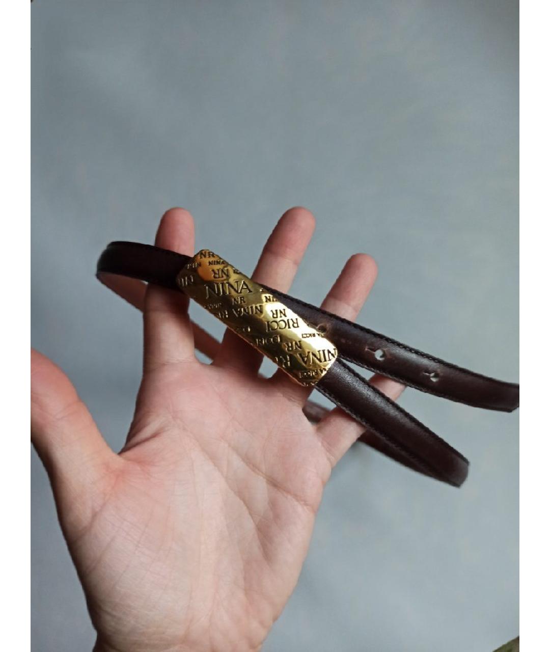 NINA RICCI Коричневый кожаный ремень, фото 3