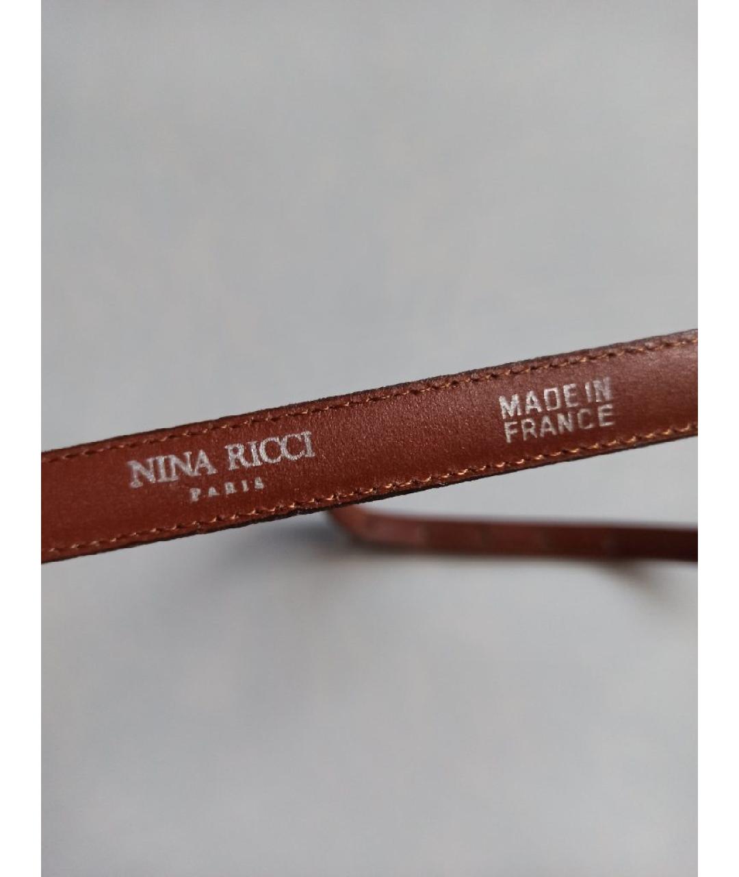 NINA RICCI Коричневый кожаный ремень, фото 5