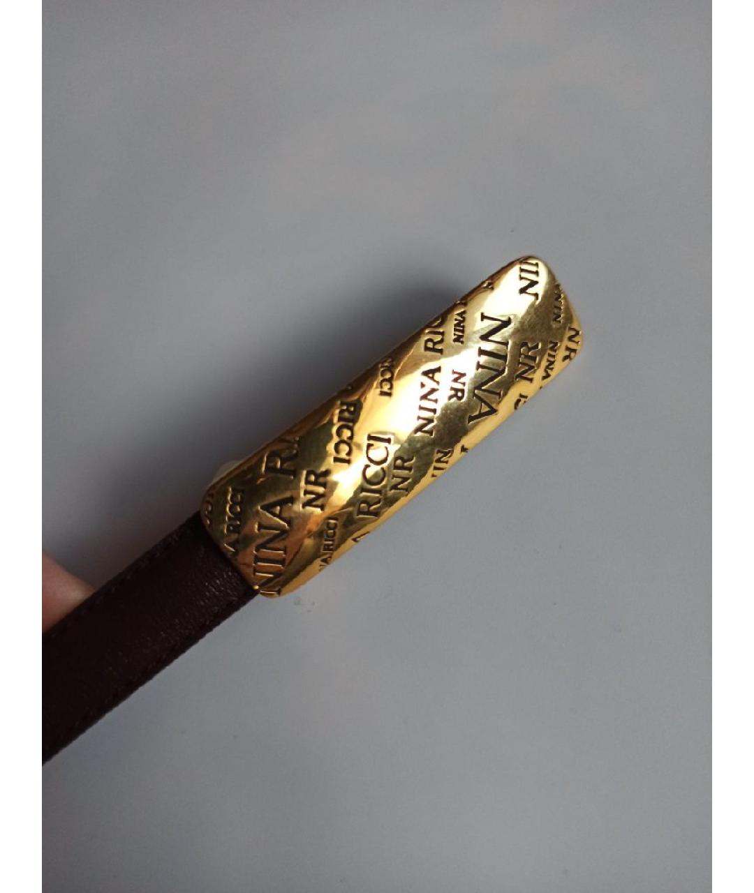 NINA RICCI Коричневый кожаный ремень, фото 2