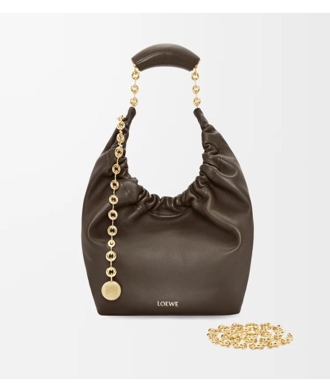 LOEWE Коричневая кожаная сумка через плечо, фото 2