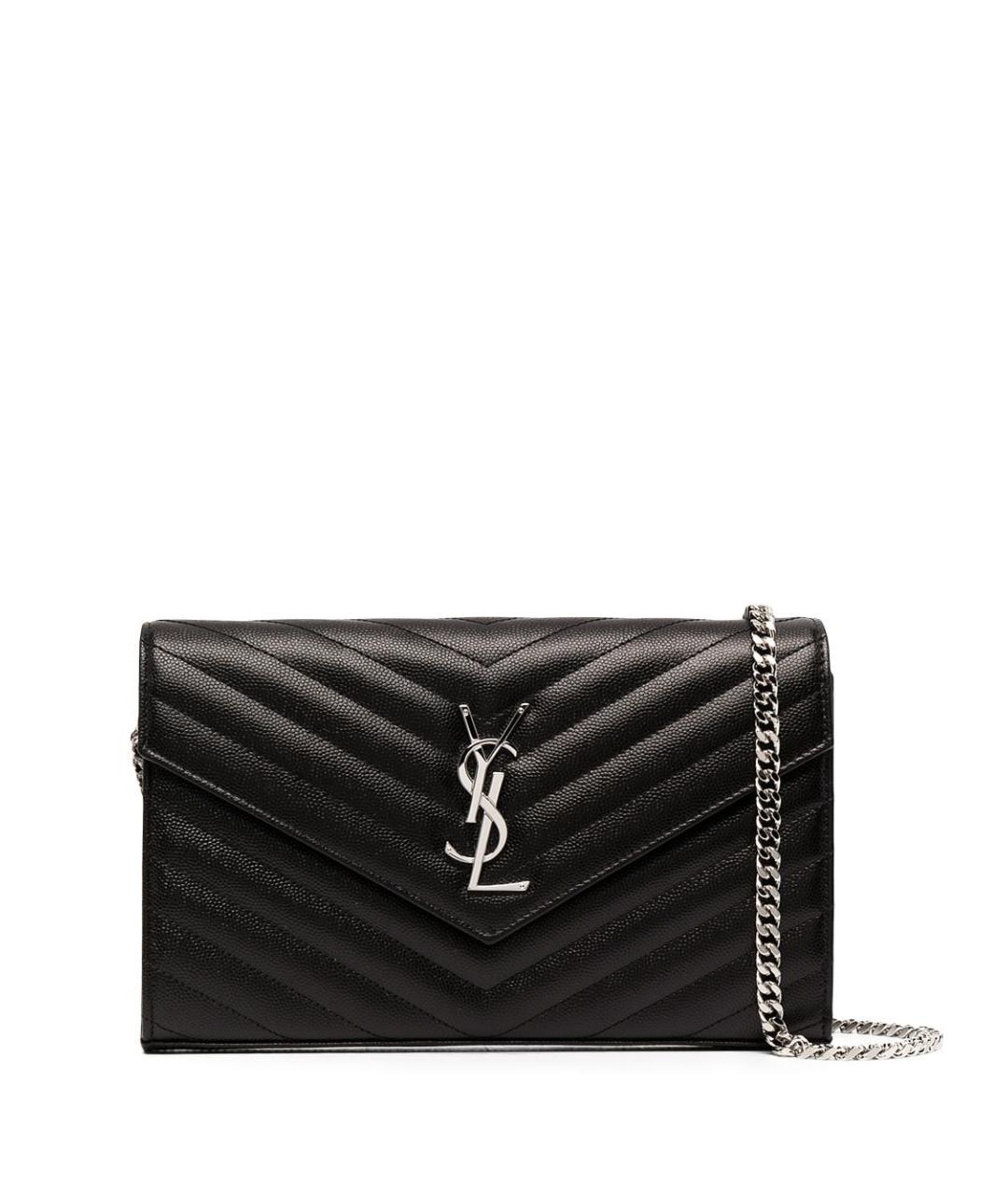 SAINT LAURENT Черная кожаная сумка через плечо, фото 1